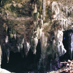 Cave entrance with stalactites