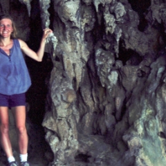 Kristen hanging with some stalagmites, no big deal
