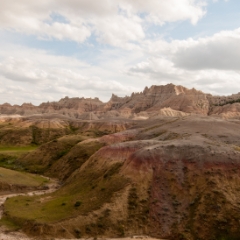 Badlands dry stream and scenic hills