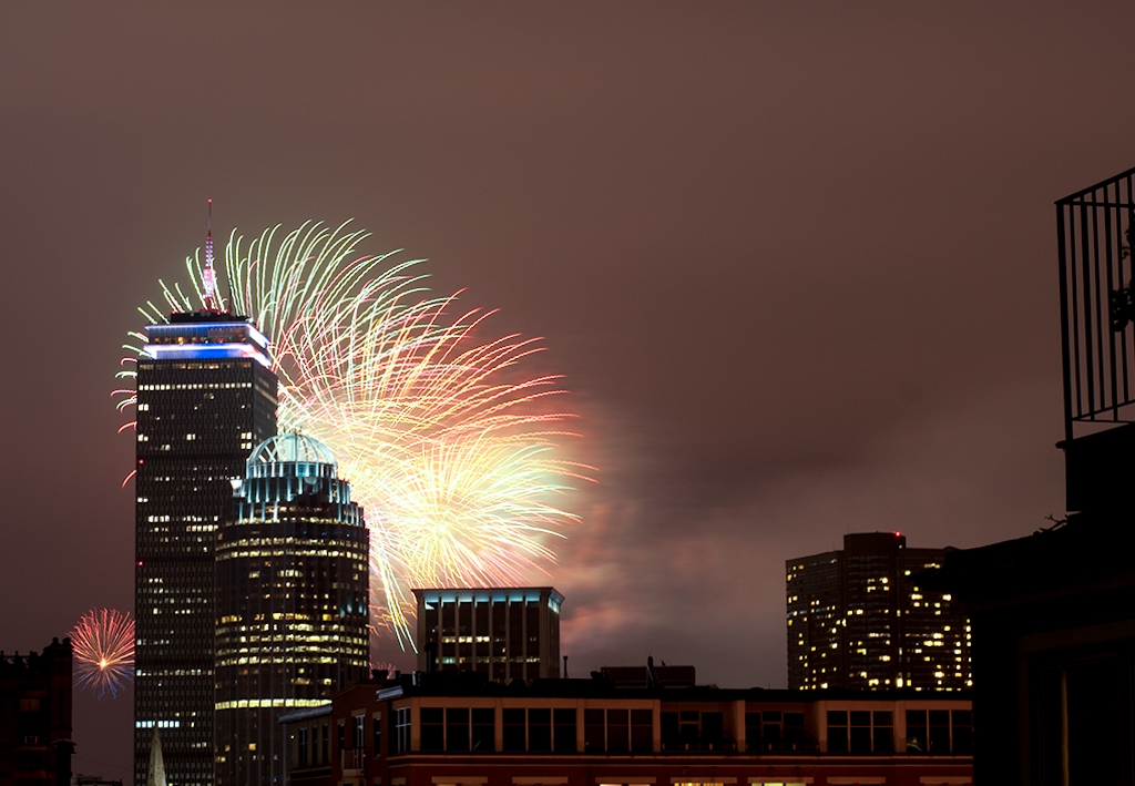 Boston, Massachusetts photograph. I used to live in the south end, with a view of the Prudential. On fourth of July and New Years' Eve there were fireworks in that direction.