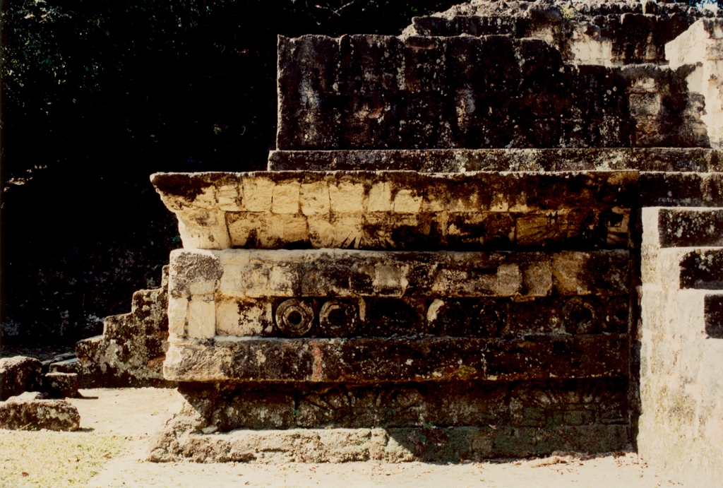 Guatemala photograph. The base of a pyramid.
