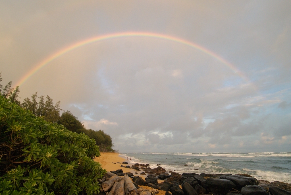 Kauai, Hawaii photograph. Rainbow over the Pacific.