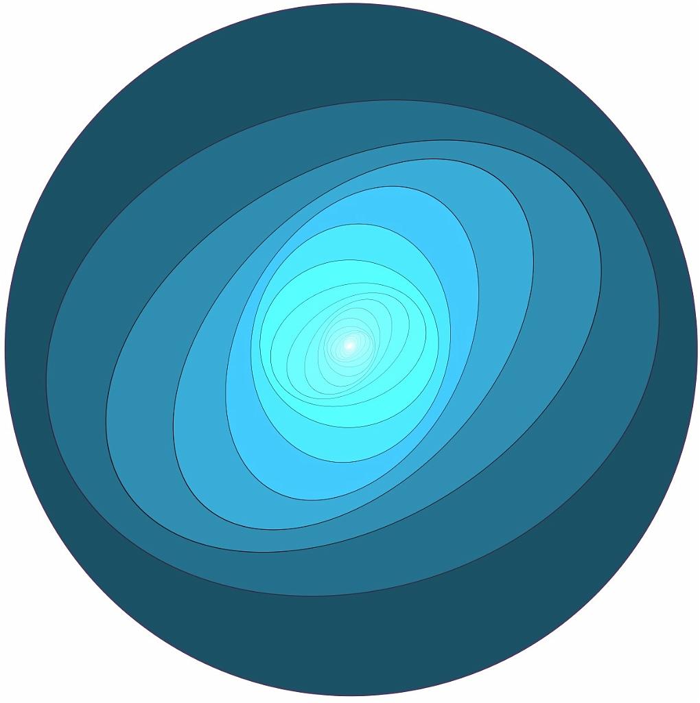 Fractals and PostScript photograph. I can't locate the original PostScript file for this one. I like the concentric blue ovals.
