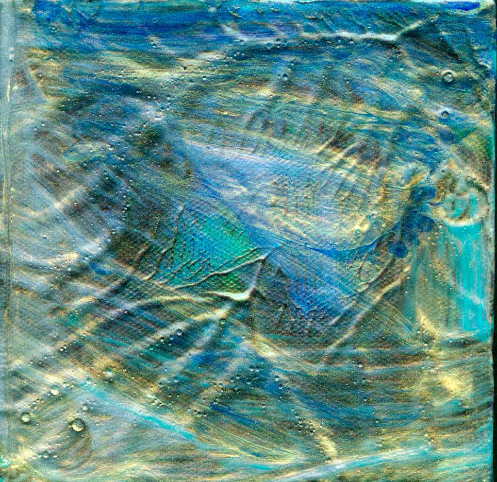 Abstract acrylic paintings photograph. 5x5 inches on stretched canvas. This one uses glow in the dark paint.