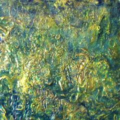 Green blue abstract painting