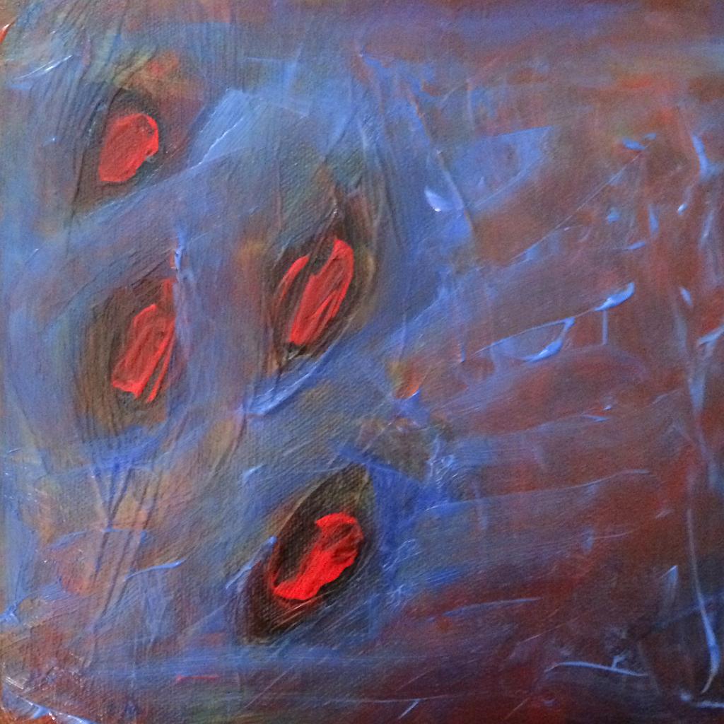 Early drafts of abstract acrylic paintings photograph. 