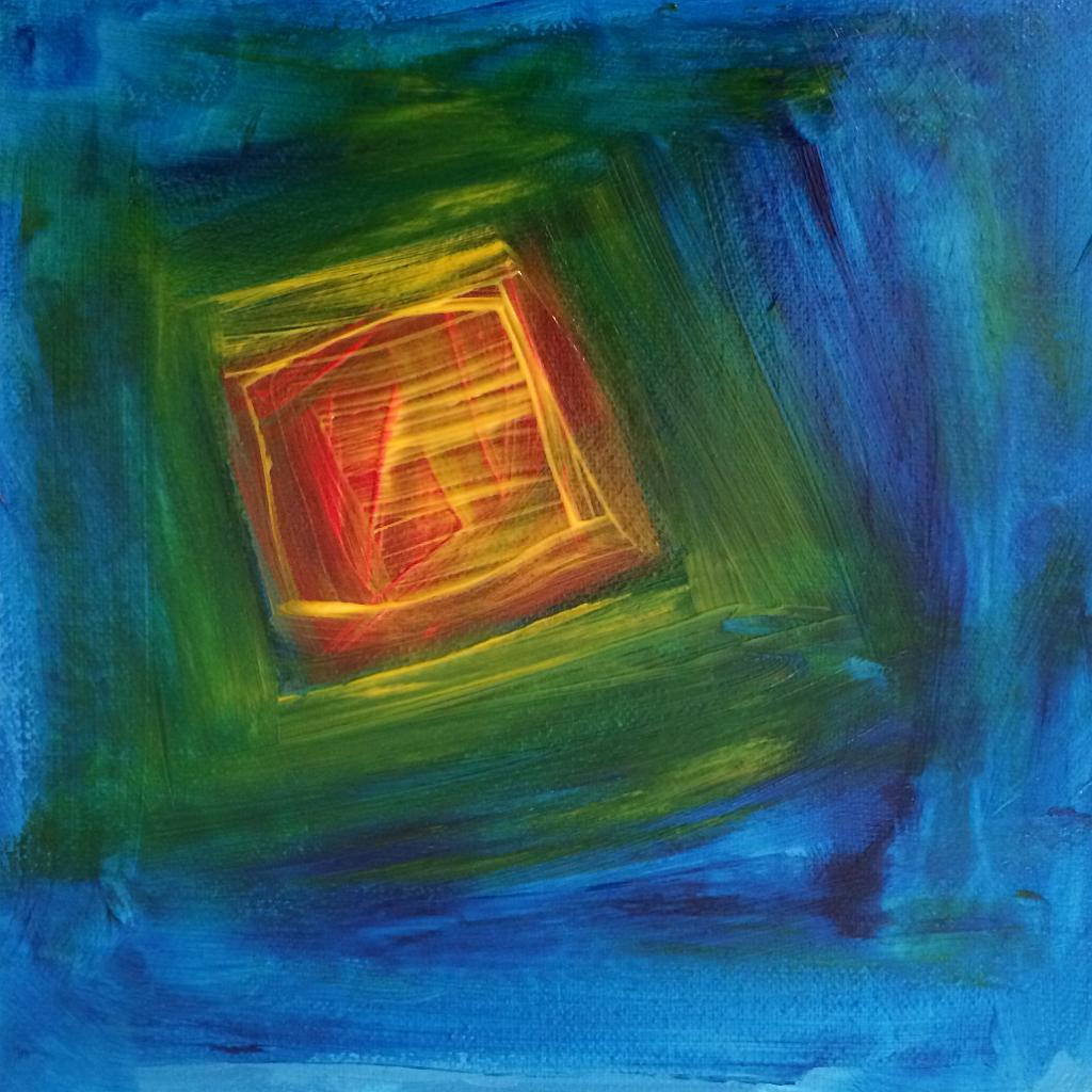 Early drafts of abstract acrylic paintings photograph. 