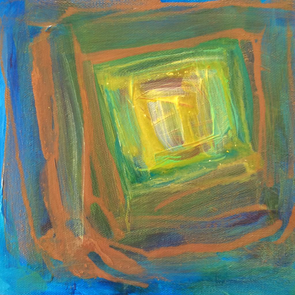 Early drafts of abstract acrylic paintings photograph. 