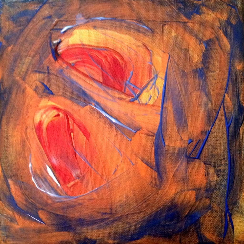 Early drafts of abstract acrylic paintings photograph. 