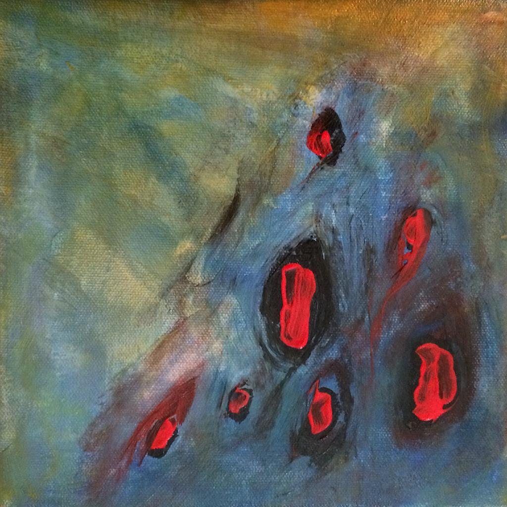 Early drafts of abstract acrylic paintings photograph. 