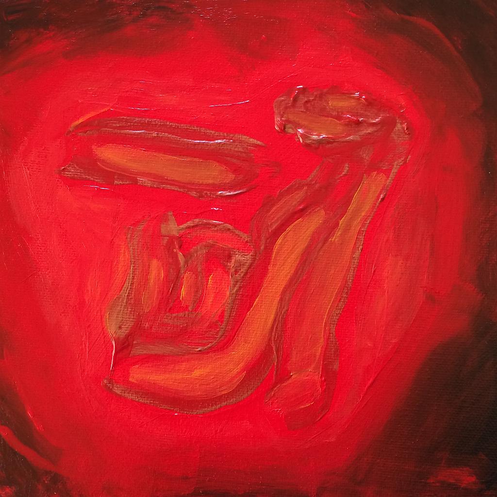 Early drafts of abstract acrylic paintings photograph. 