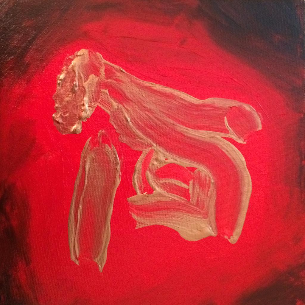 Early drafts of abstract acrylic paintings photograph. 