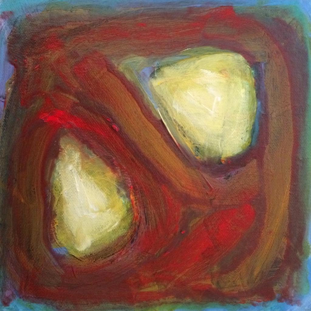 Early drafts of abstract acrylic paintings photograph. 