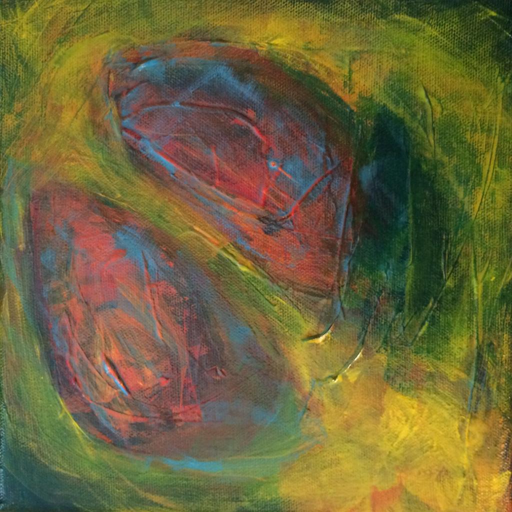 Early drafts of abstract acrylic paintings photograph. 