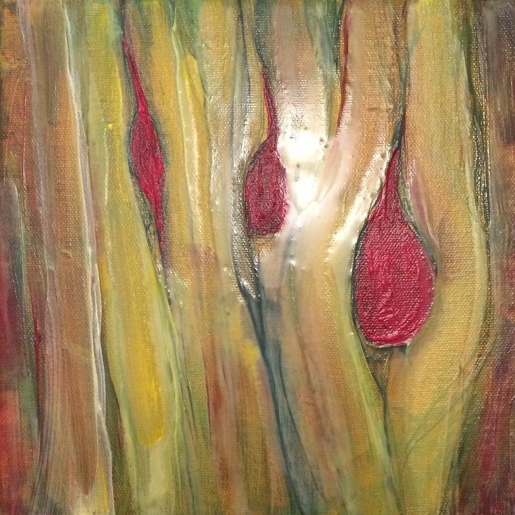 Early drafts of abstract acrylic paintings photograph. 