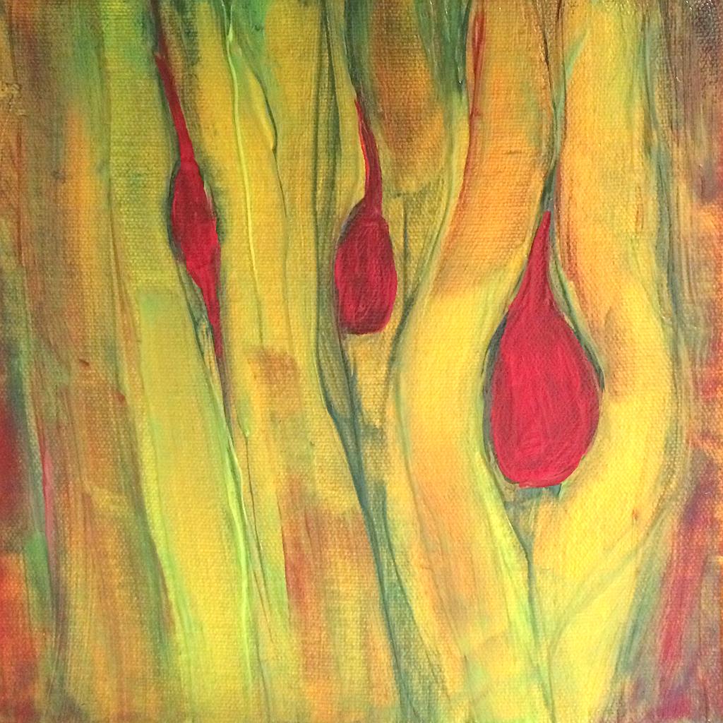 Early drafts of abstract acrylic paintings photograph. 