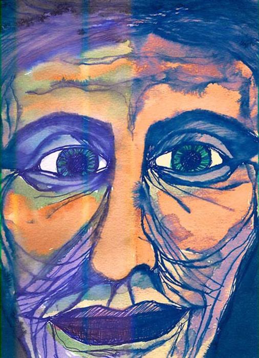 Watercolors and ink photograph. 8x11 inches ink and watercolor on paper