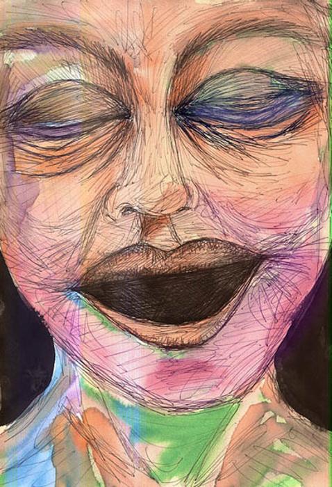 Watercolors and ink photograph. 8x11 inches ink and watercolor on paper