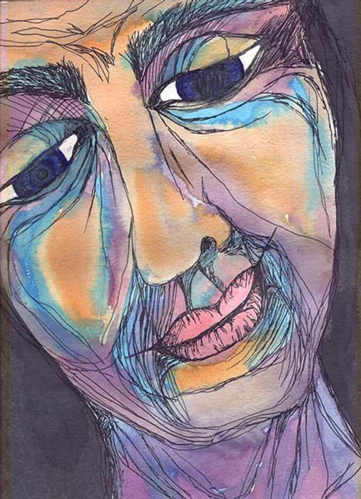 Watercolors and ink photograph. 8x11 inches ink and watercolor on paper