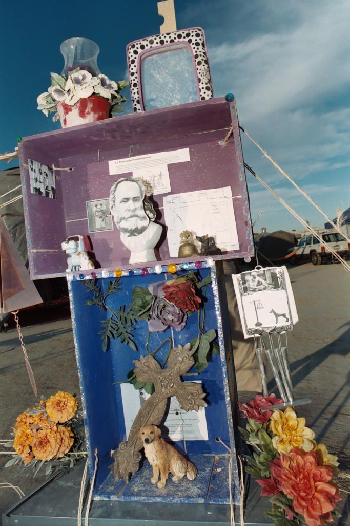 Burning Man 2003 photograph. Shrine to weirdness, by the same guy that did the dolls in vinegar jars.