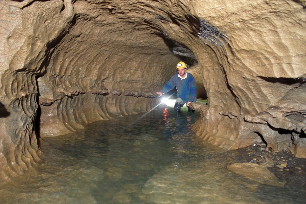 Clarksville Cave, New York photograph. Clarksville is a fun, wet cave.