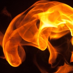 Fire and flames on a black background