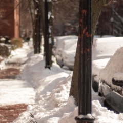 Local snowy street