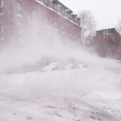 Snow plow on the street