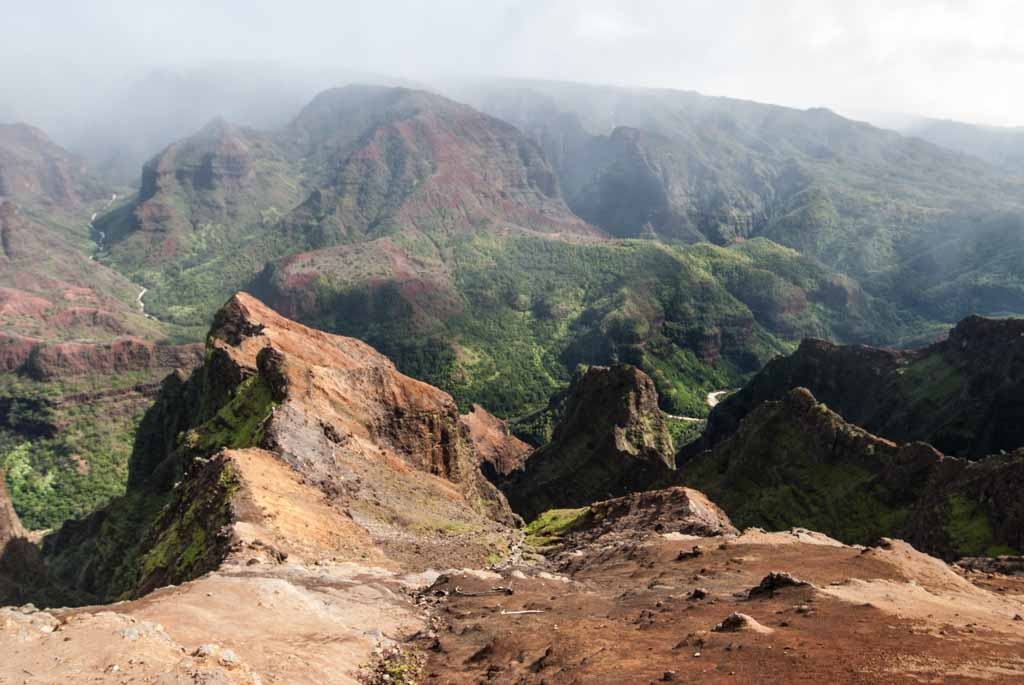 Kauai, Hawaii photograph. View from the top of Waimea Canyon. The sky was very beautiful and foggy with lots of subtle detail.