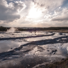 Yellowstone steamy geothermal pool